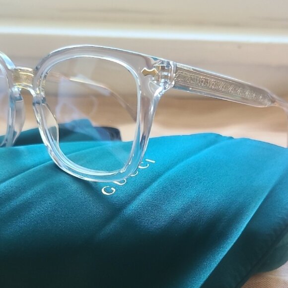 NEW AUTHENTIC GUCCI EYEGLASSES MODEL GG0184S, SIZE 50-21-145, COLOR TRANSP-GOLD - Picture 2 of 5